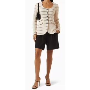 rag & bone Textured Stripe Jacket Women 12 Cream Button Front Tweed Style NWT